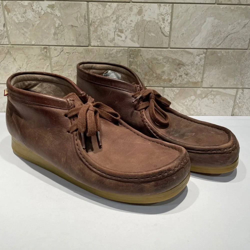 Clarks Stinson Hi Mens Brown Oily Leather Moc Toe Chukka Boots 11